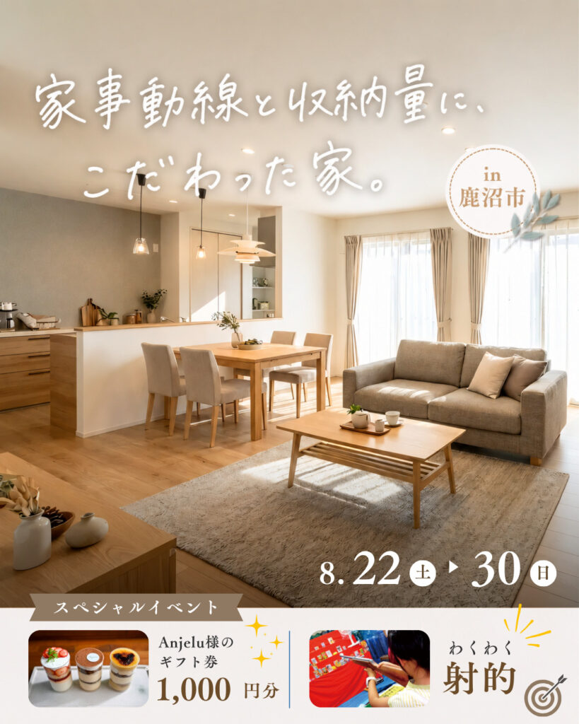 家事動線と収納量にこだわった家【完成見学会】